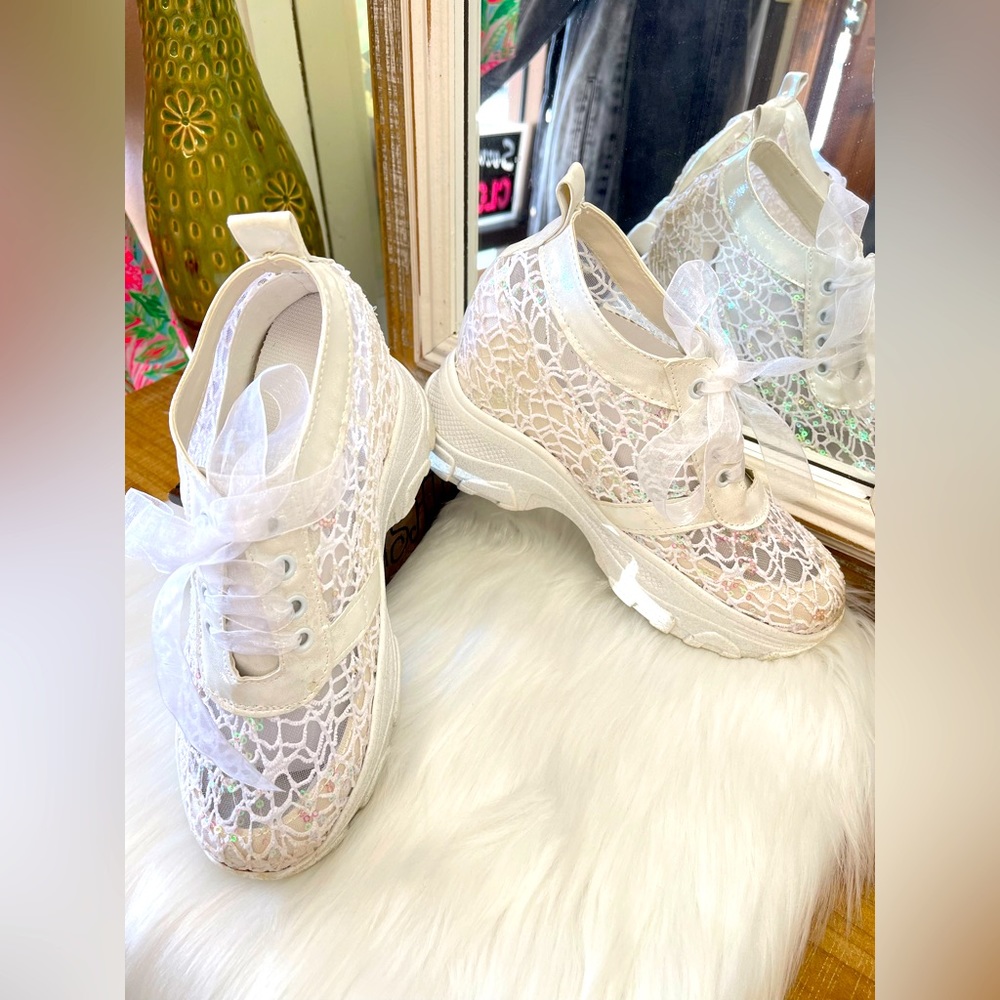 Bridal wedding tennis shoes.